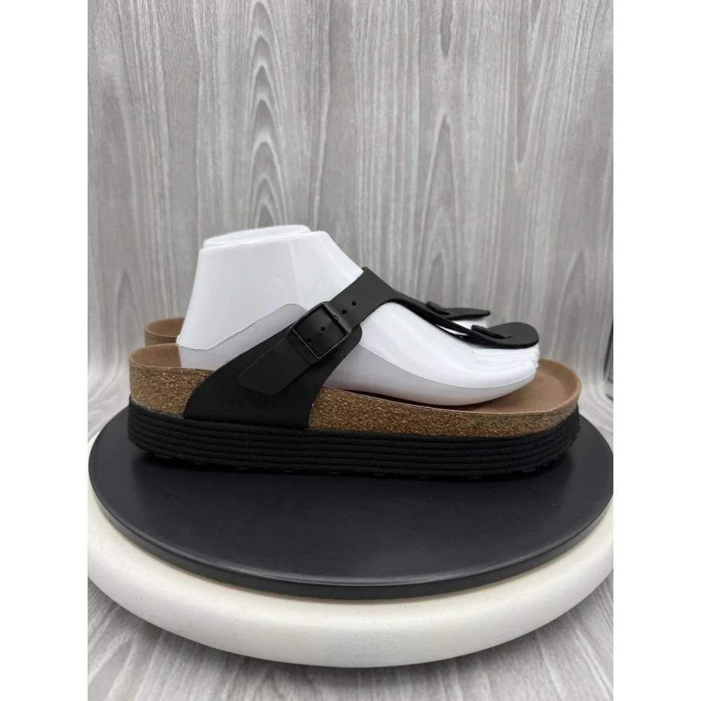 Papillio By Birkenstock Womens Size 9 Reg Black Gizeh Pap Flex Platform Sandals